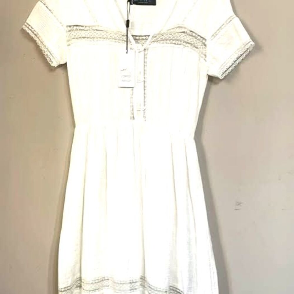 Anthropologie NWT MYNE Ashley Ann Dress 0 dainty lacy soft white dress /$170